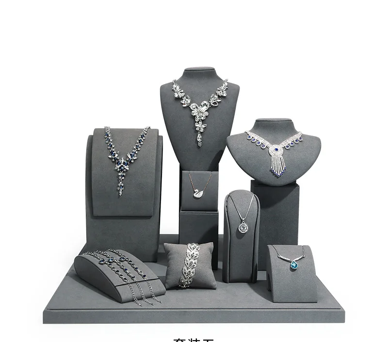 Gray multi-purpose jewelry display stand arrangement
